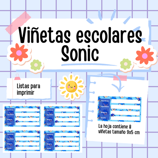 Viñetas escolares Sonic